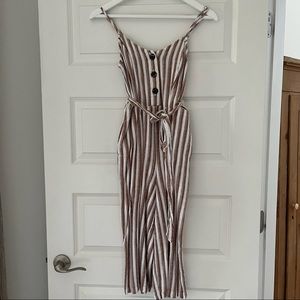 Rust and White Wide Leg Jumpsuit